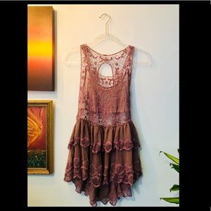 Free people purple lace and Sheer mini dress